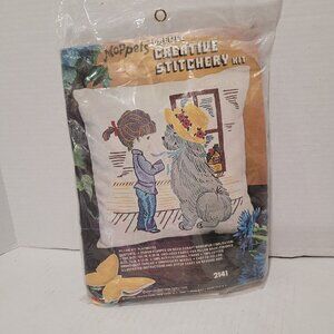 Moppet Dog Crewel Needlepoint Kit Wanda Design Needle Magic 1974 MCM Vtg